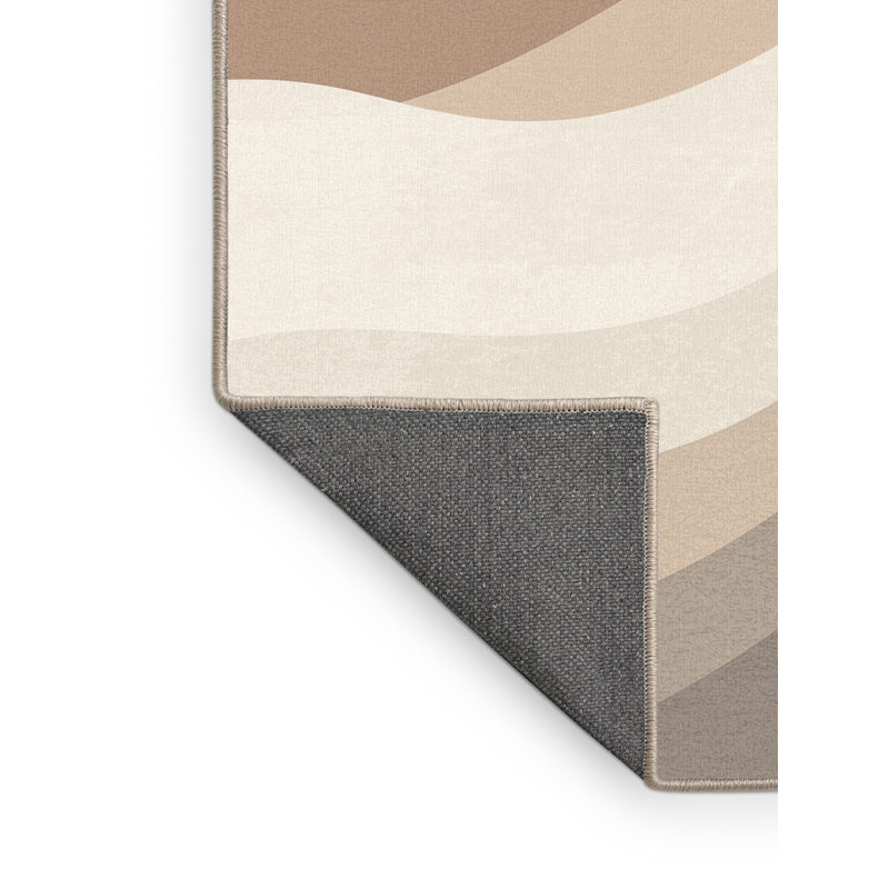 Tapis beige moelleux moelleux à motif dégradé côtier beige, Carré 7 pi