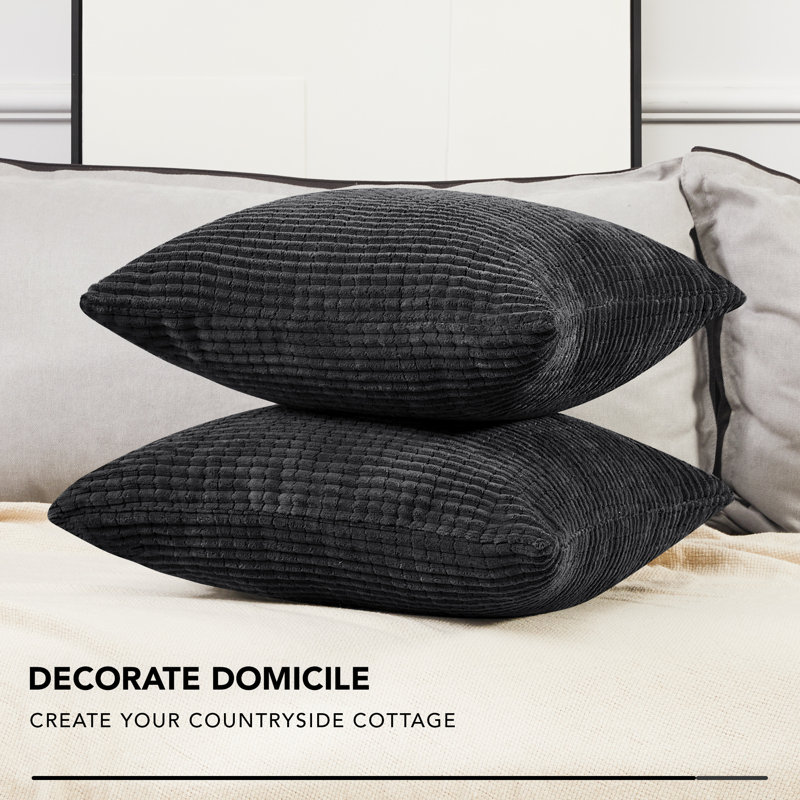 Deconov Square Pillow Cover, Dark Gray, 24" x 24"