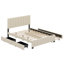 Grand lit plateforme tapissier en velours avec 2 tiroirs et 1 lit gigogne simple TG-101134553