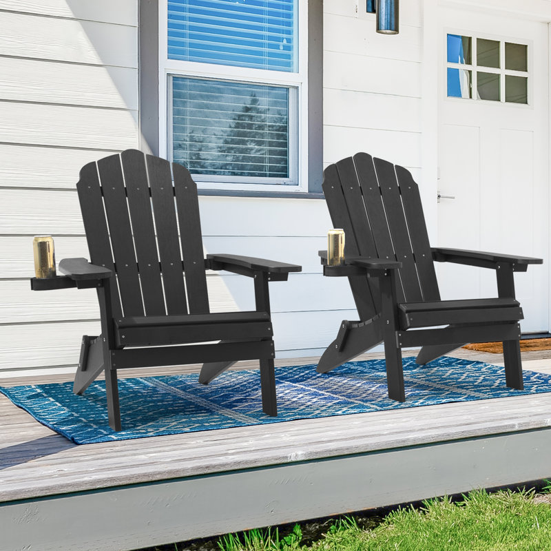 Chaise Adirondack pliante en plastique Shubhika, Noir