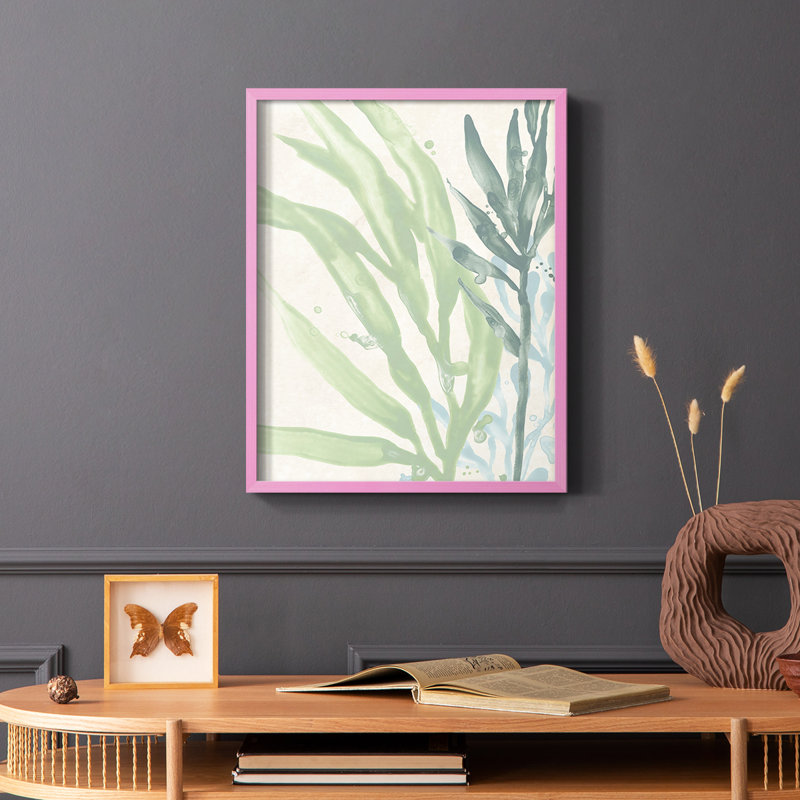 Swaying Seagrass IV, reproduction encadrée - bois massif, Rose, H 10 po x l 8 po