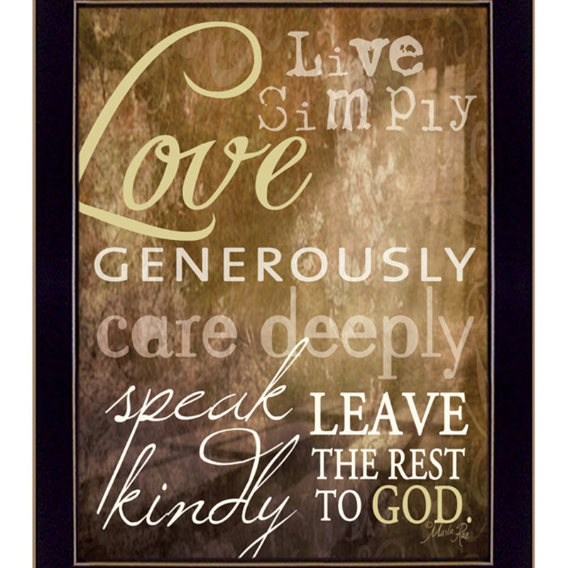 «Live Simply», art mural encadré pour le salon, décoration murale par Marla Rae, cadre noir