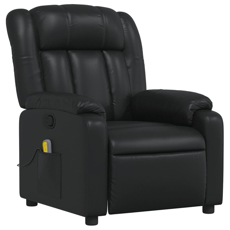 vidaXL Massage Recliner Chair, Adjustable, Manual, Black Faux Leather