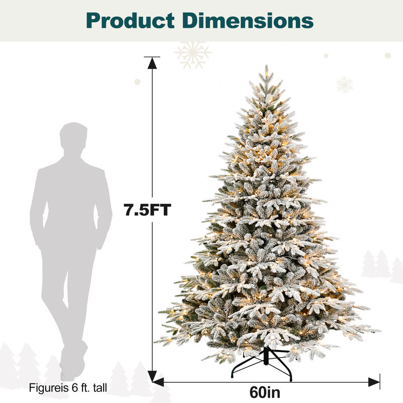 Arbre de Noël artificiel pré-éclairé enneigé, 7.5'