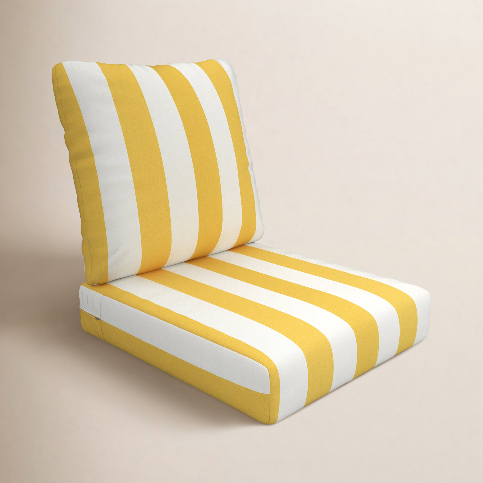 Amala 22" Sunbrella® Seat and Back Cushion, Sunbrella Sail Away Sunflower Cabana Stripe