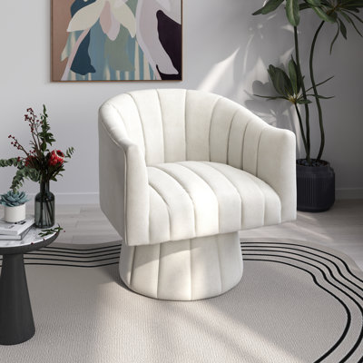 Fauteuil demi-tonneau pivotant en velours 26,77 po Ghinita