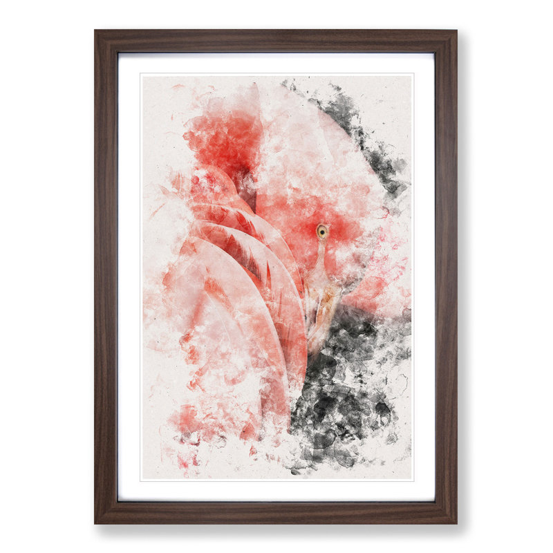 Pink Flamingo - Framed Print, 45cm H x 33cm W x 2cm D, Walnut Framed