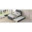 Lit plateforme simple tapissier avec pieds de support en bois et lit gigogne simple