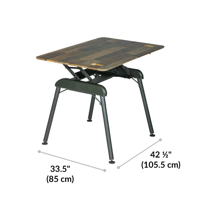 Adjustable Metal Base Standing Desk, Reclaimed Wood, 43" H x 48" W x 32" D
