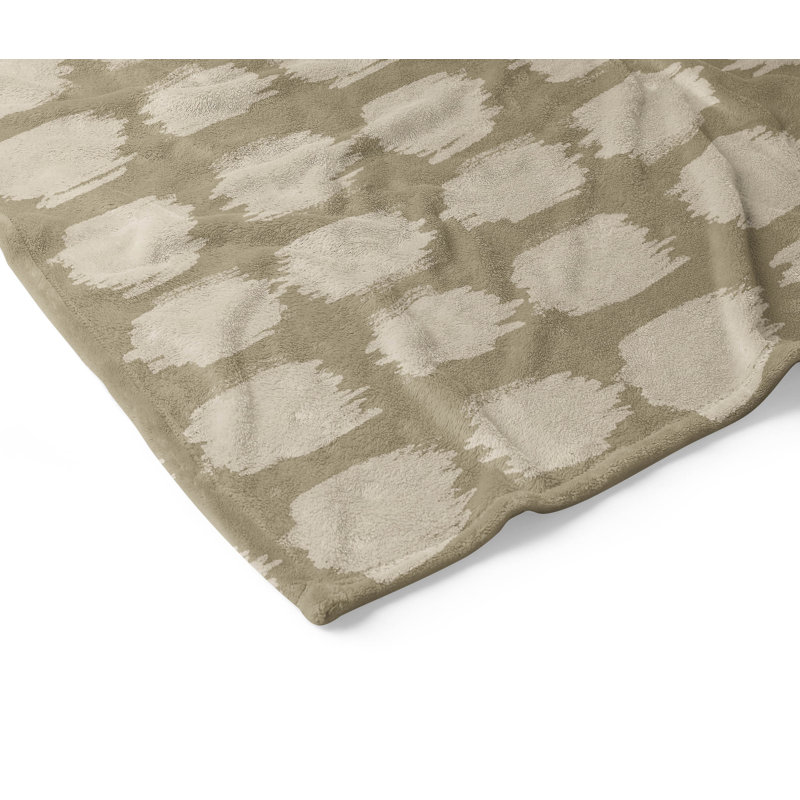 Jeté en molleton à pois Sp velveteen, Naturel, L 80 po x l 60 po