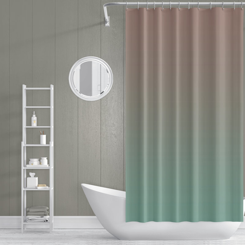 Rideau de douche simple Ombre, H 93 po x l 70 po, Pêche / menthe