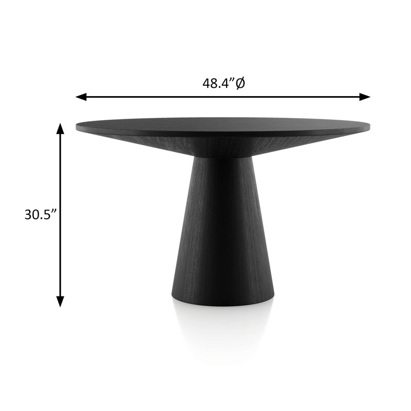 Table de salle à manger ronde contemporaine l 48,4 po, noir, H 30,50 po x L 48,4 po x l 48,4 po