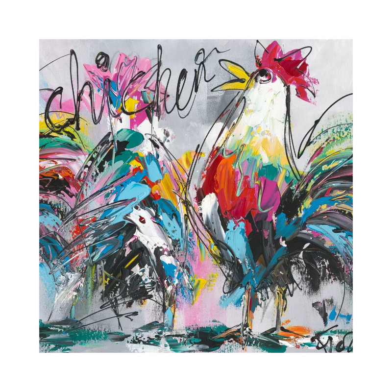 Where Are The Ladies by Art Fiore - Wrapped Canvas Painting, 45.72 cm H x 45.72 cm W x 1.91 cm D