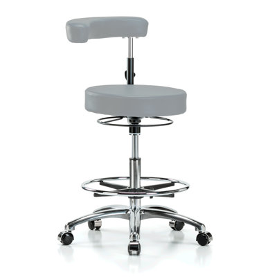 PERCH Chrome Height Adjustable Dental Stool with Procedure Arm and Foot Ring | Medium Bench Height 22.5-28" by Perch Chairs & Stools