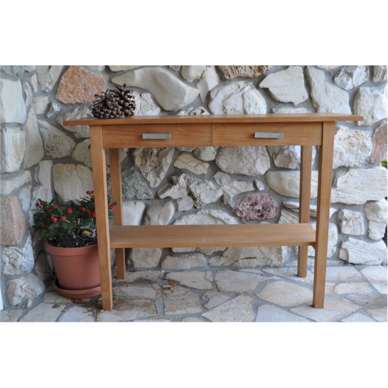 Anderson Teak Rectangular Outdoor Serving Table with Drawers and Shelf