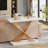 Modern Console Table With White Faux Marble Top And Gold X-Shape Frame, Entryway Sofa Table For Living Room Hallway With Heavy-Duty Metal Legs