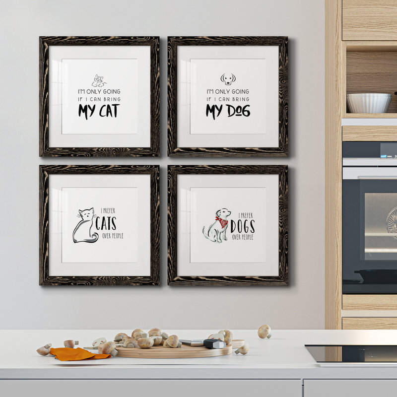 «Bring My Cat», ensemble de 4 impressions sur toile encadrées, H 31,5 po x l 126 po x P 1,5 po, Cadre noir