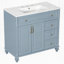 Meuble-lavabo 36 po avec lavabo, armoire de salle de bain avec tiroir rabattable, 3 tiroirs et 2 portes-8290058