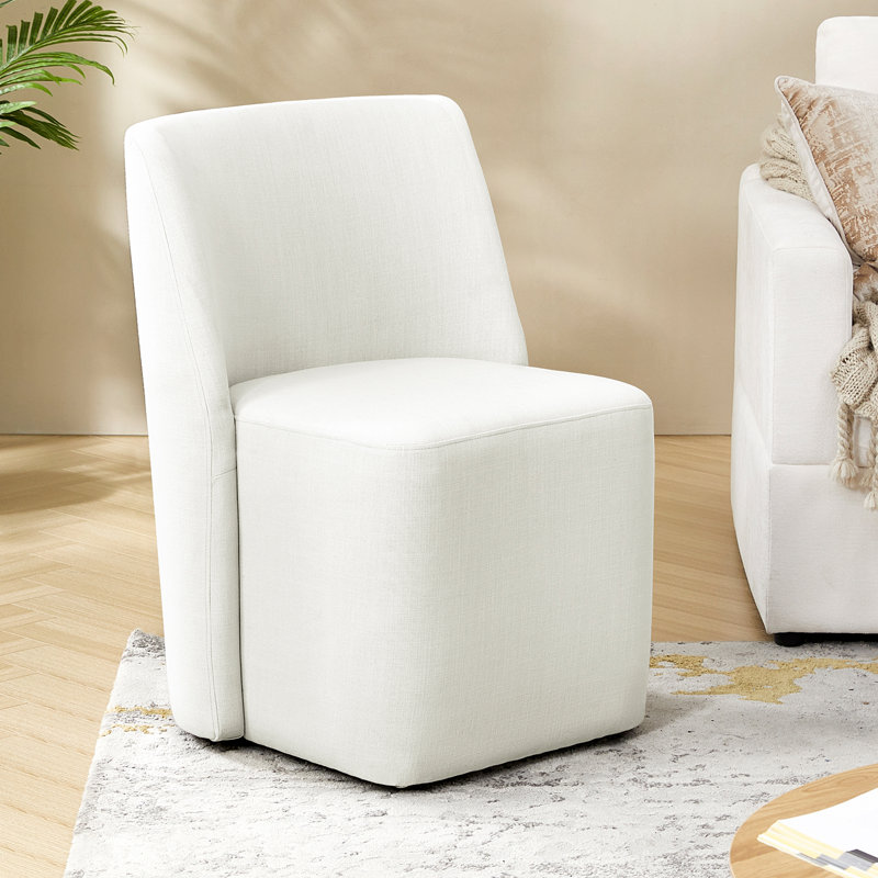 Chaise de salle à manger avec roulettes Leonas, Blanc