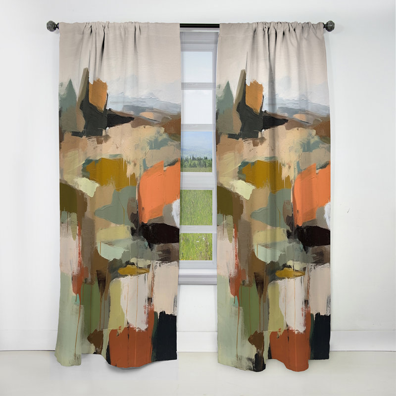 Green And Beige Transcending Reality III - Painting Abstract Blackout Curtain - 1 Panels, 52" W x 120" L