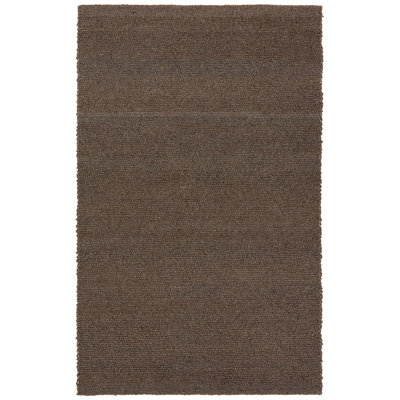 Vestra Handwoven Wool Blend Solid Brown Area Rug