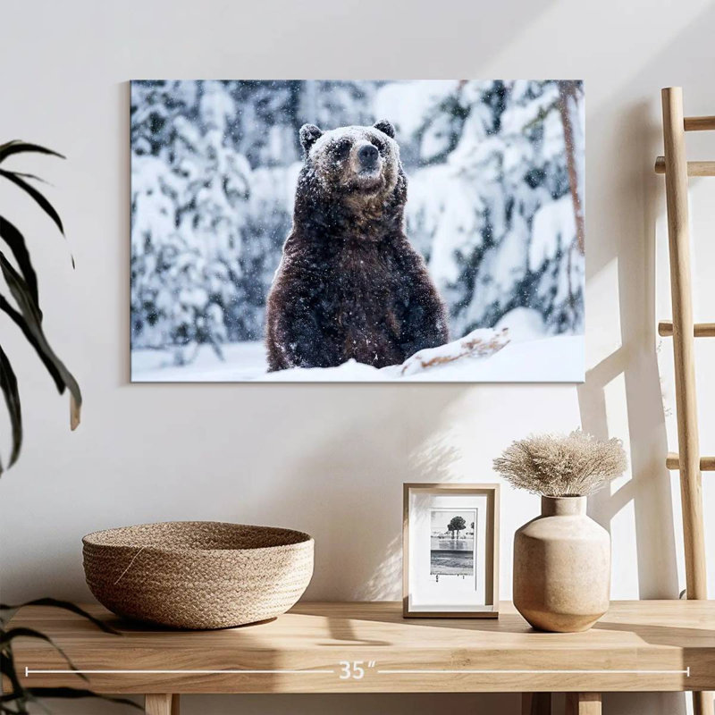 Grizzly dans la neige, H 16 po x l 24 po