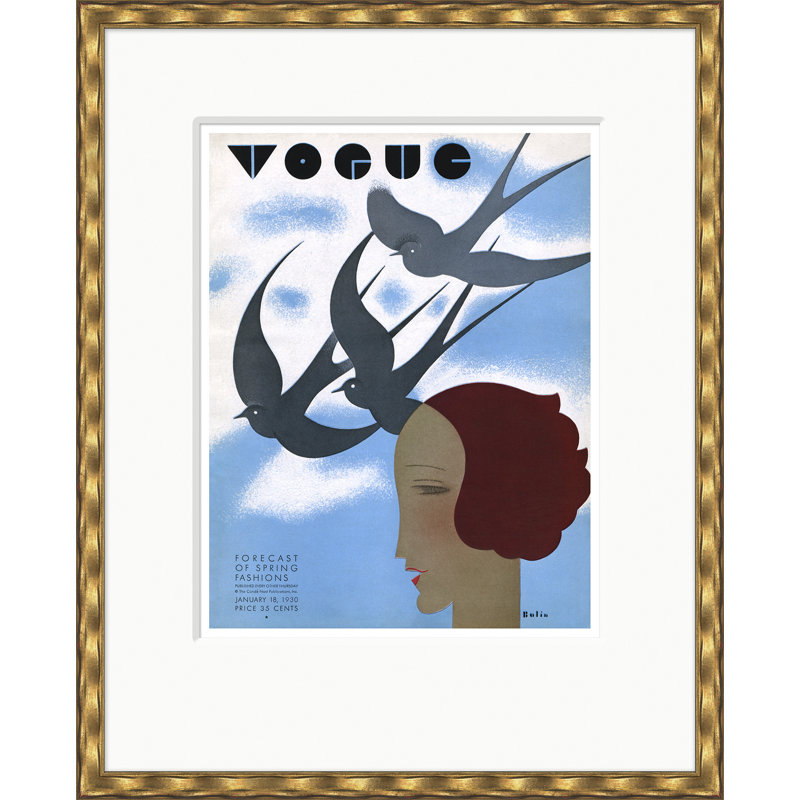 Vogue Cover, Forecast Of Spring Fashions, William Bolin, February 18, 1930 Print by William Bolin, Gold