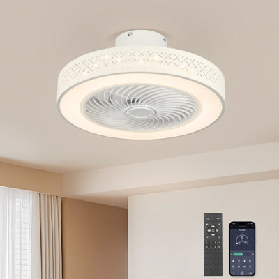 Villa San Michele 19.6" 5 - Blade LED Smart Bladeless Ceiling Fan with Remote Control and Light Kit