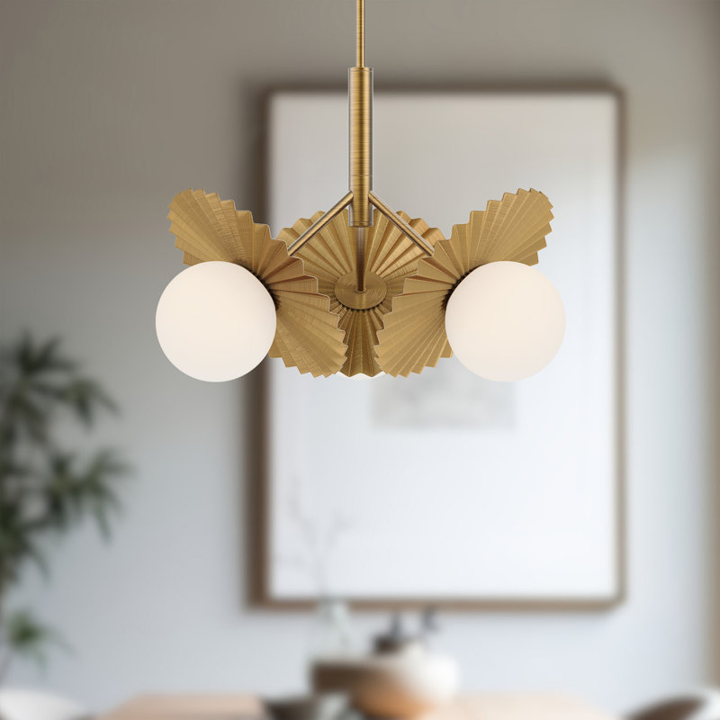 Lustre à 3 lumières Laki, H 15,75 po x l 22 po x P 22 po, Or brossé