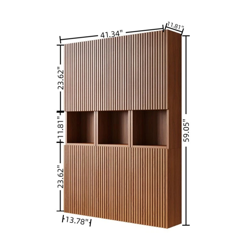 Wall Mounted Cabinet With 6 Combinable Units, Ideal For Bathroom, Living Room, And Laundry, Brown Oak