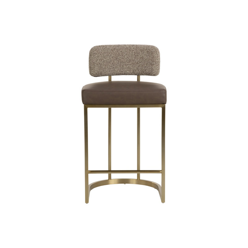 Bellatrix Upholstered Bar Stool with Metal Frame, Bravo Black/Halton Birch, Counter Stool (26.5" Seat Height)