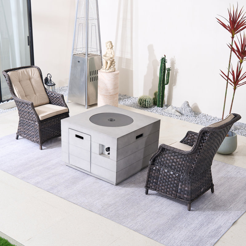 Ensemble de conversation d'extérieur en osier pour 2 personnes avec coussins Aruna, Beige, Brun