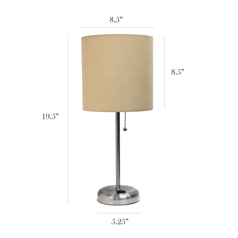 Baljit Metal Table Lamp, Tan, Brushed Steel