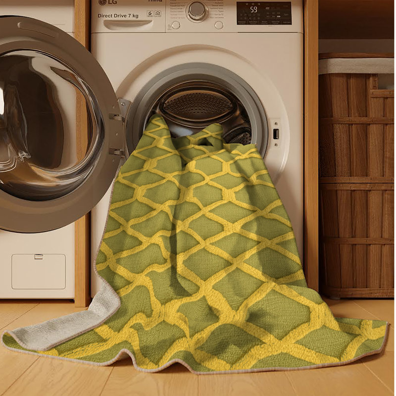 Tapis brun treillis lavable à la machine, Carré 4 pi