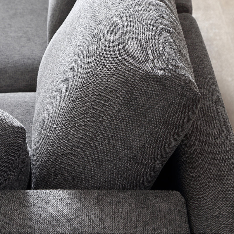 L-Shape Couch Sofa, Dark Gray Fabric