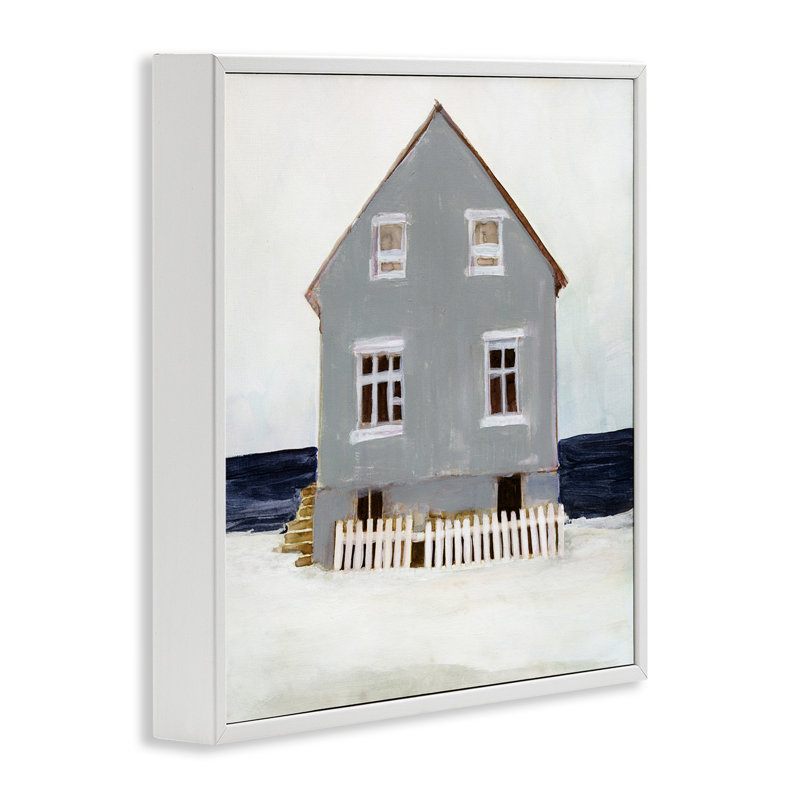 Hiver, maison de plage, estampe numérique par Stellar Design Studio, H 24 po x l 24 po, Giclée encadrée blanc bord de mer