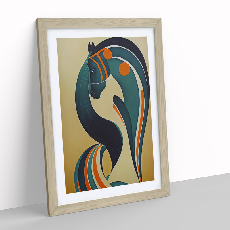Horse No.1 - Single Picture Frame Print, 34cm H x 25cm W x 2cm D, Oak Framed