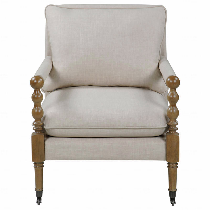 Chaise d'appoint en bois beige avec pieds tournés
