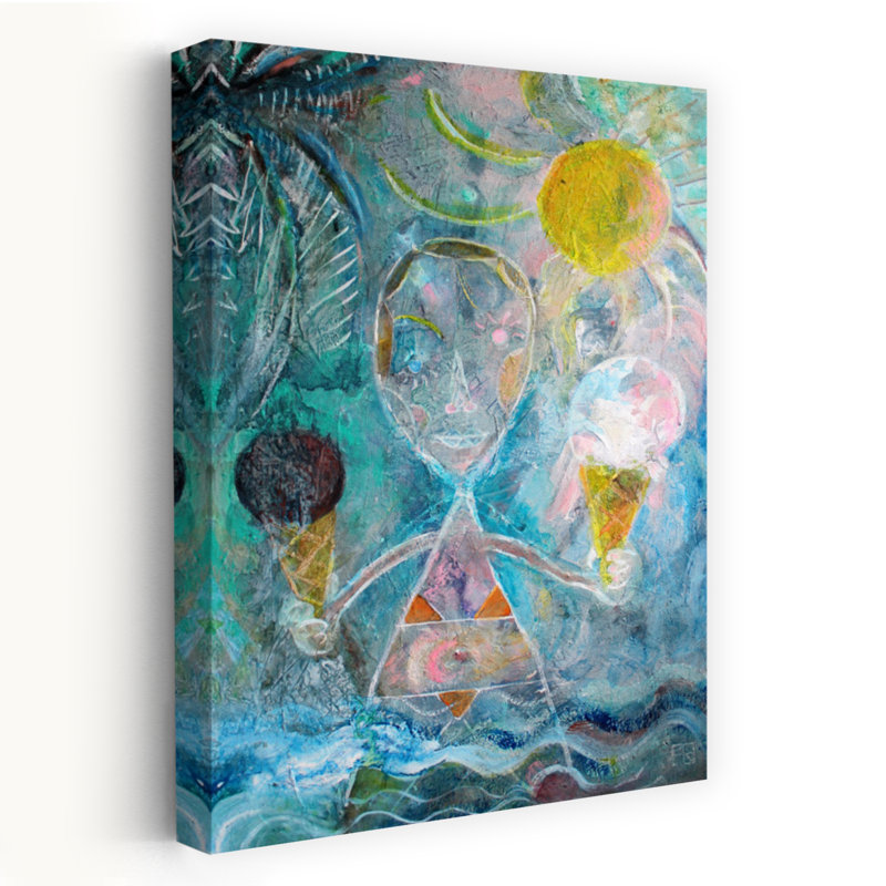 Art contemporain, palmier abstrait, art mural côtier, H 18 po x l 12 po