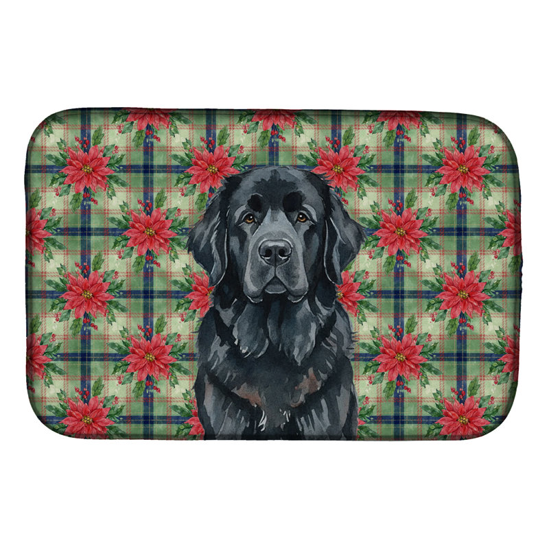 Tapis de séchage noir noir Christmas PoinsettIas, Noir, noir, noir, noir