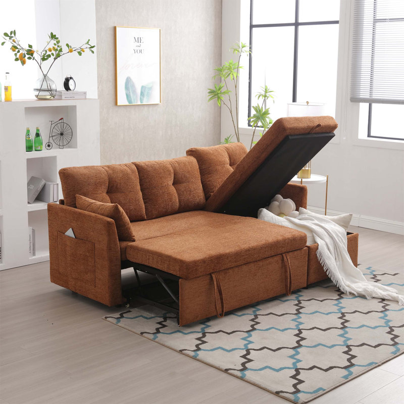 Canapé modulaire en L avec méridienne réversible, canapé-lit et sièges de rangement pour espaces de vie modernes