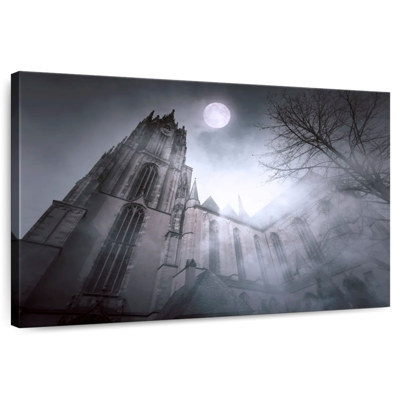 Moonlit Hitzel Church, 20" H x 30" W
