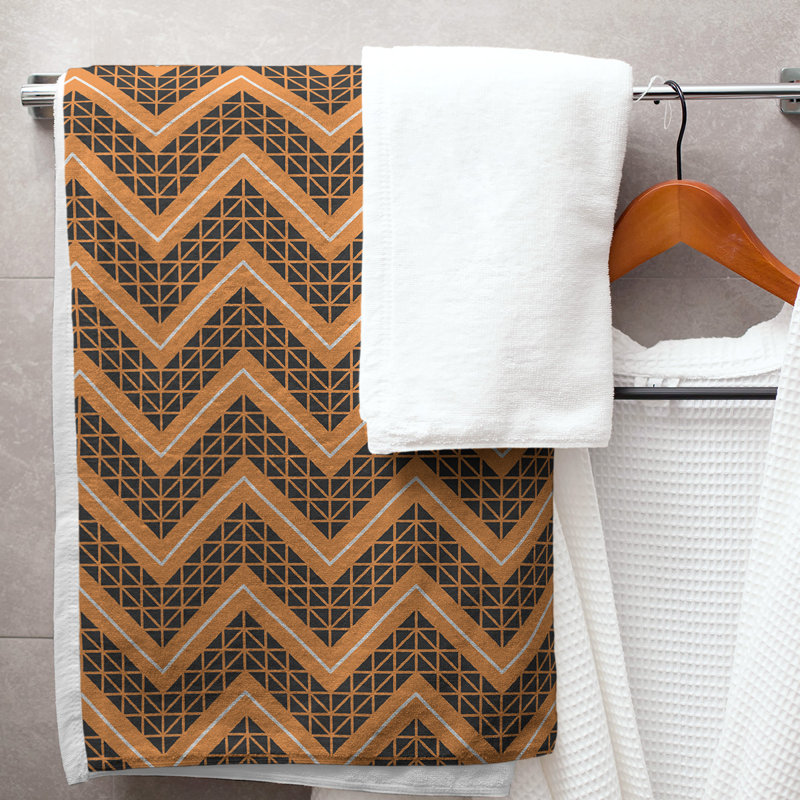 Stephenie Bath Towel, Black/Light Orange