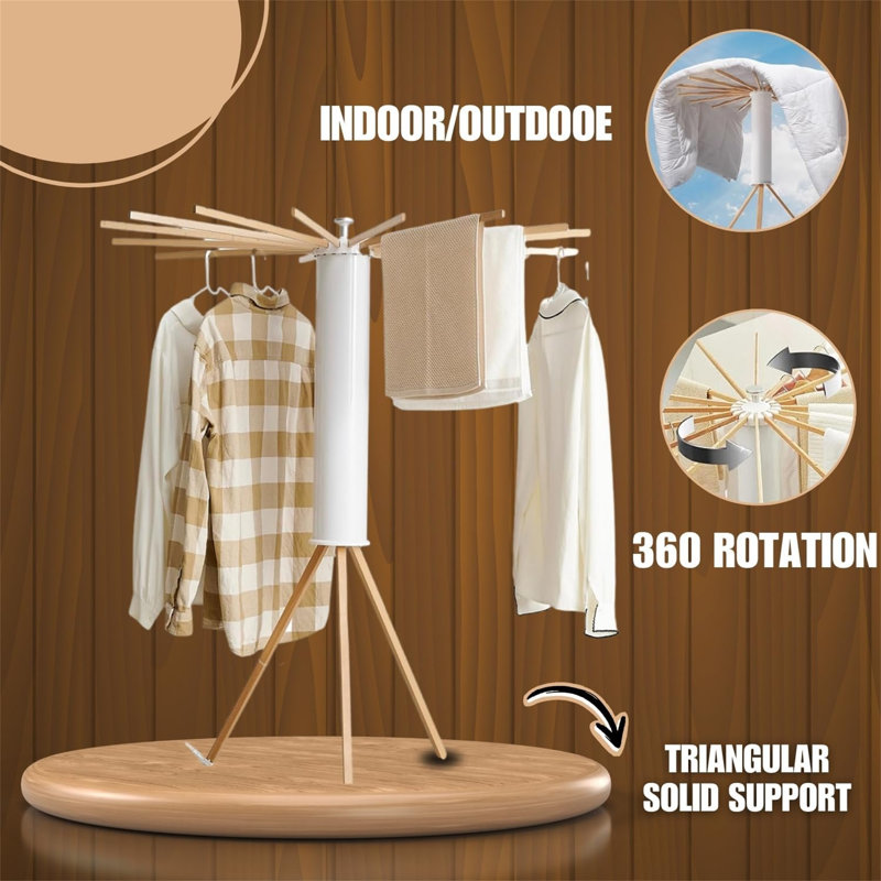 Foldable Tripod Clothes Drying Rack - Portable For Outdoor Use