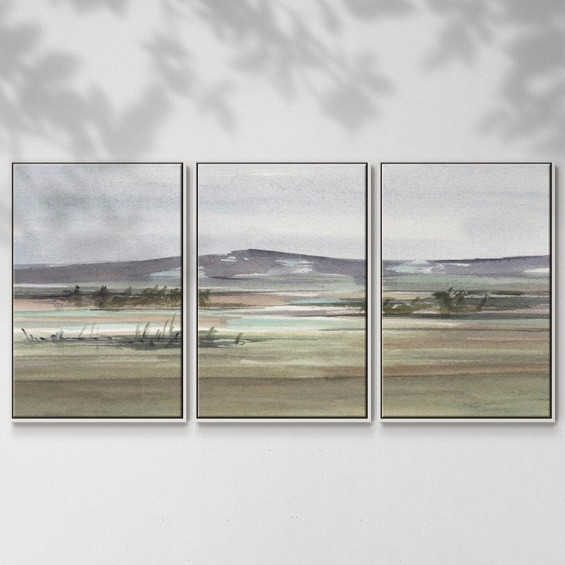 «Mute Marsh I», reproduction sur toile flottante 3 pièces, H 36 po x l 75 po x P 2 po, Blanc