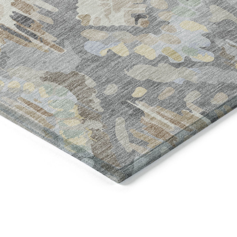 Tapis gris intérieur / extérieur lavable en machine Christain ACN1329, Rectangle de 10 pi x 14 pi