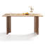 Table de salle à manger beige / blanc + brun noisette / vert fritté rectangulaire + bois massif + bois manufacturé-133575031
