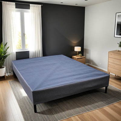 Black And Gray Twin Mattress Foundation With Heavy Duty Frame Box Spring Design, Can Be Used Or Without Legs, Quick Assembly Time, Fits All Standard Dimensions, 1000 Lb Weight - Bearing Capacity,