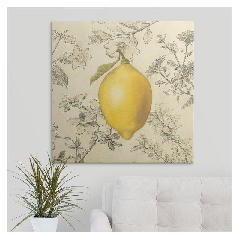 Doughtry " Lemon And Botanicals " by Megan Meagher, 35" H x 35" W x 1.5" D, Canvas