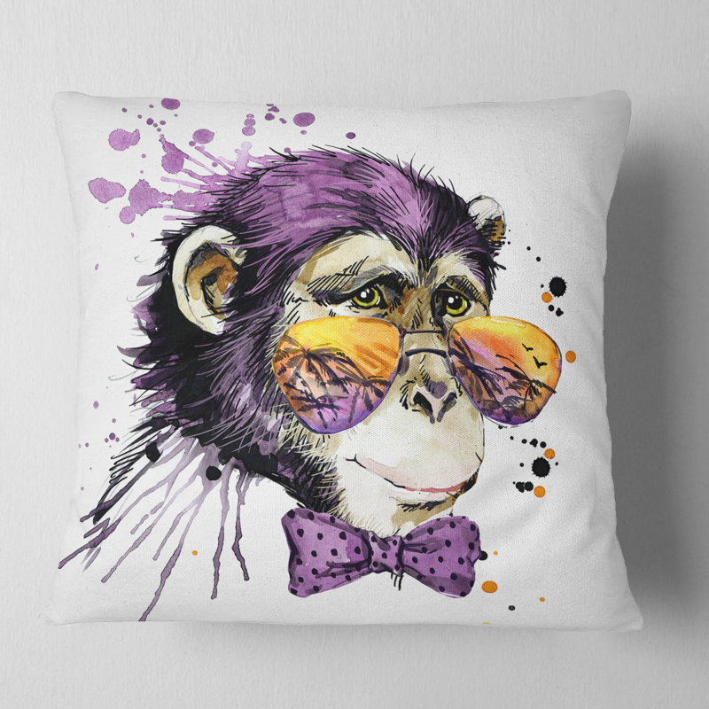 Coussin Cool Monkey - imprimé animal, 16 po x 1 po, Carré